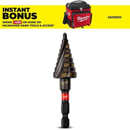 Milwaukee 48899263 Shockwave Metric 4-20mm 9 Hole Step Drill Bit
