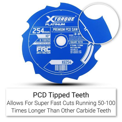 Xtorque X6254 Platinum 254mm (10") 6-Tooth Premium PCD Fibre Cement Saw Blade - MADE IN JAPAN – image 3