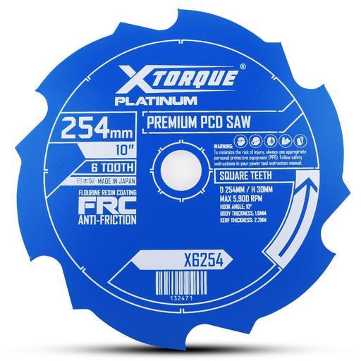 Xtorque X6254 Platinum 254mm (10") 6-Tooth Premium PCD Fibre Cement Saw Blade - MADE IN JAPAN