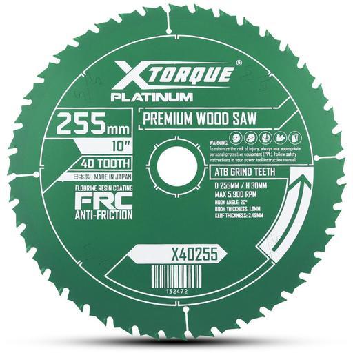 Xtorque X40255 Platinum 255mm (10") 40-Tooth Premium Wood Carbide Tipped Saw Blade - MADE IN JAPAN