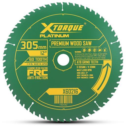Xtorque X60216 Platinum 305mm (12") 60-Tooth Premium Wood Carbide Tipped Saw Blade - MADE IN JAPAN