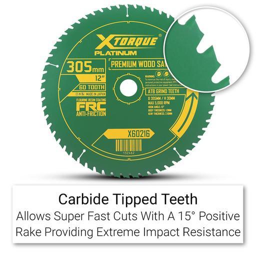 Xtorque X60216 Platinum 305mm (12") 60-Tooth Premium Wood Carbide Tipped Saw Blade - MADE IN JAPAN – image 3
