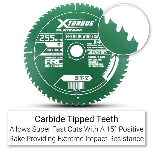 Xtorque X60255 Platinum 255mm (10") 60-Tooth Premium Wood Carbide Tipped Saw Blade - MADE IN JAPAN – image 3