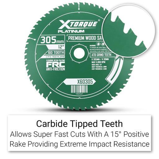 Xtorque X60305 Platinum 305mm (12") 60-Tooth Premium Wood Carbide Tipped Saw Blade - MADE IN JAPAN – image 3