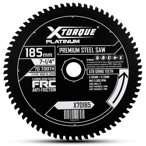 Xtorque X70185 Platinum 185mm (7-1/4") 70-Tooth Premium Steel Carbide Tipped Saw Blade - MADE IN JAPAN