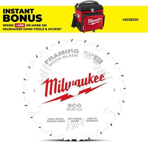 Milwaukee 48418620 Single-Pack 165mm (6-1/2") 24-Tooth Framing Wood Circular Saw Blade