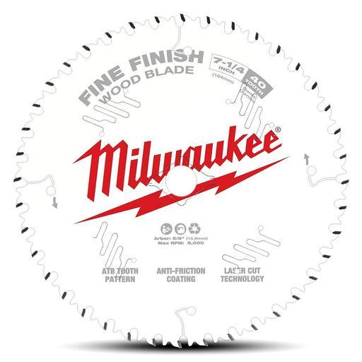 Milwaukee 48408726 184mm (7-1/4") 40-Tooth Fine Finish Wood Circular Saw Blade – image 2