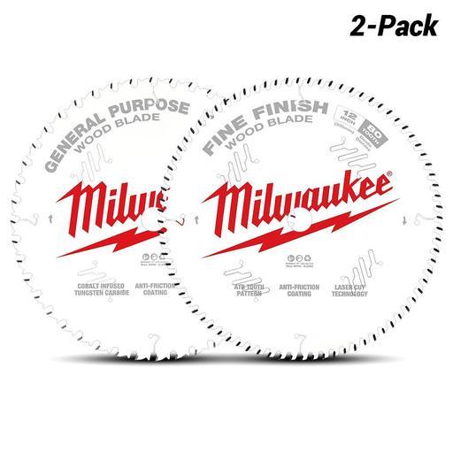 Milwaukee 48408232 2-Pack 305mm (12") 44-Tooth General Purpose & 80-Tooth Fine Finish Saw Blades  – image 2
