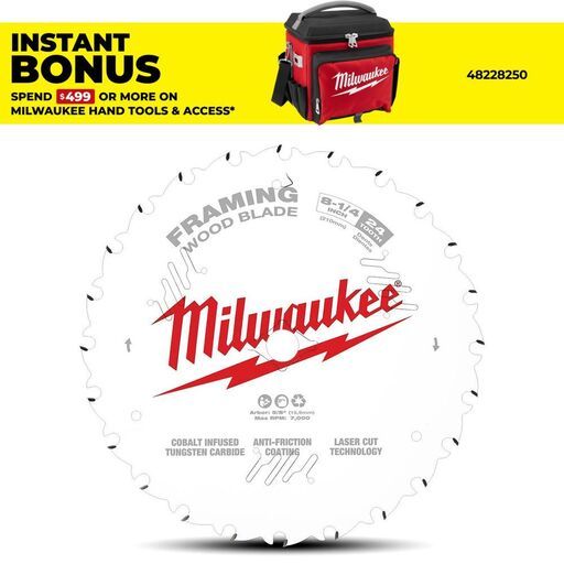 Milwaukee 48408820 210mm (8-1/4") 24-Tooth Ripping Wood Circular Saw Blade