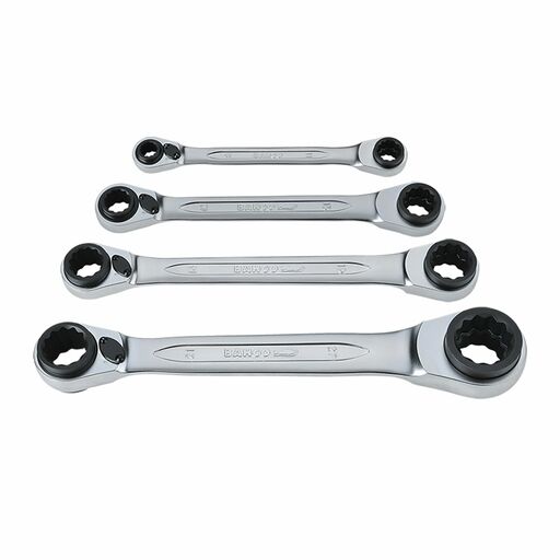 Bahco S4RM4T 4pce Metric 4-In-1 Reversible Ratcheting Ring End Spanner Set – image 3