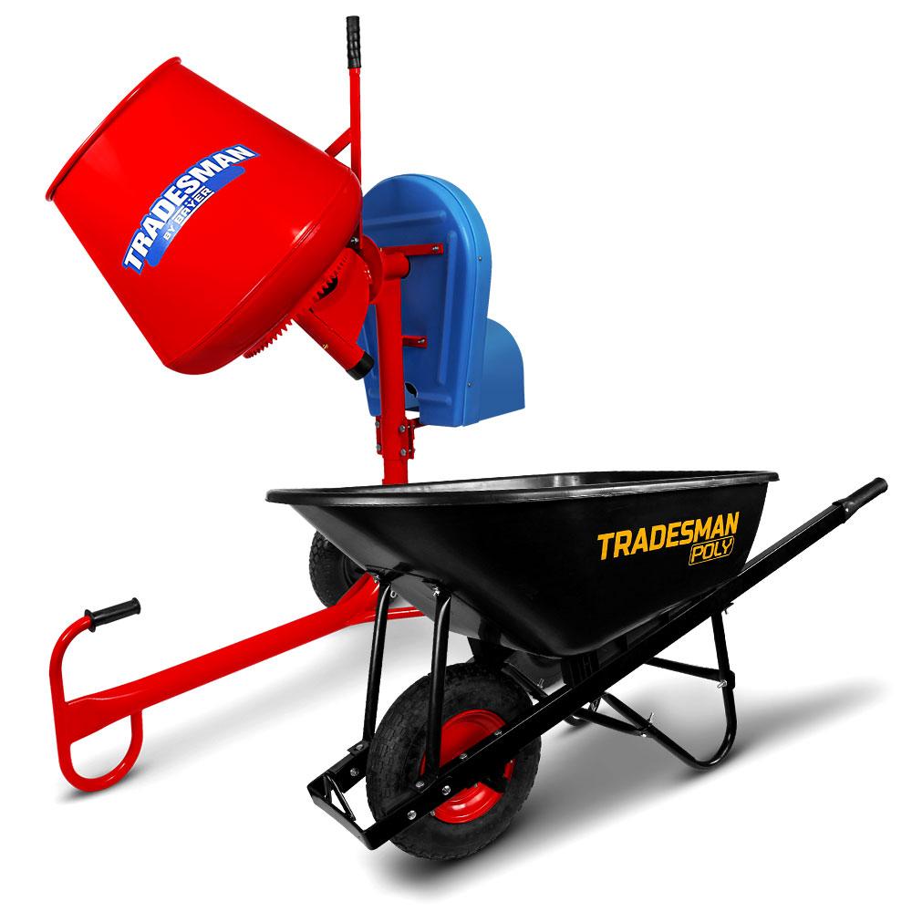 Tradesman TRADEKIT2 450W 65L Concrete Mixer On Stand & 100L Poly