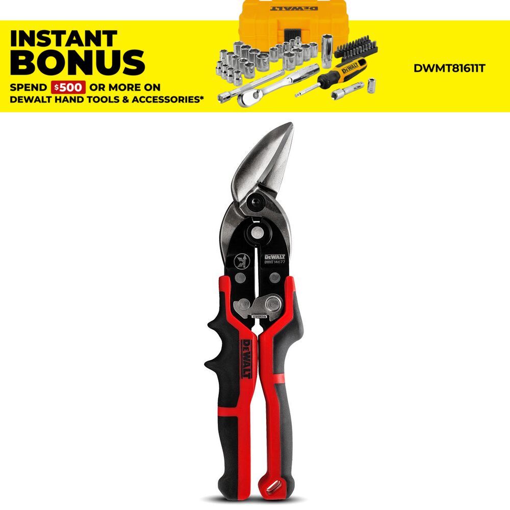 DeWalt DWHT14677 Offset Left Cut Aviation Snips – image 1