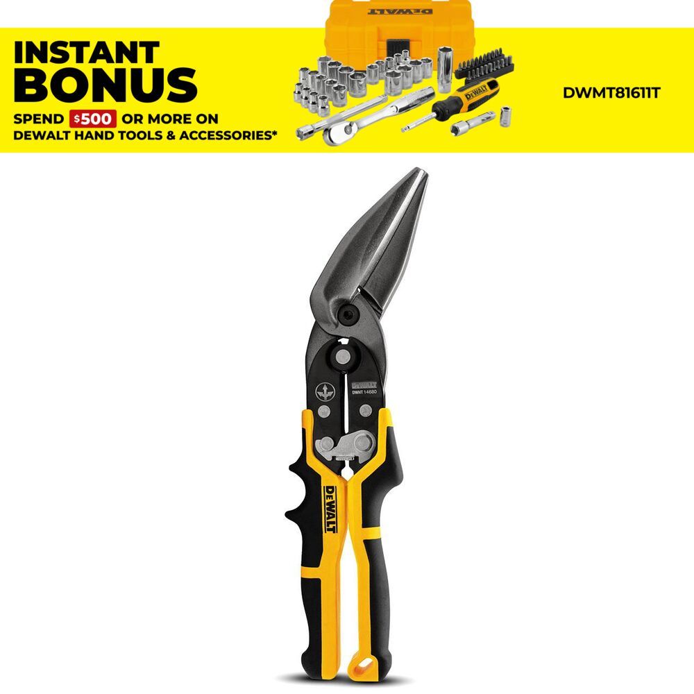 DeWalt DWHT14680 Offset Long Cut Aviation Snips – image 1