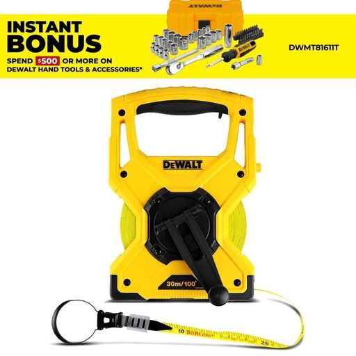 DeWalt DWHT34066 30m Fibreglass Long Tape Measure