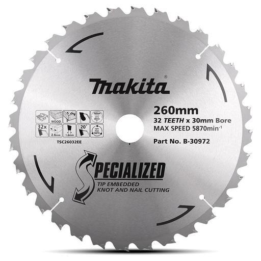 Makita B-30972 260mm (10-1/5") 32T Knot & Nail TCT Wood Saw Blade