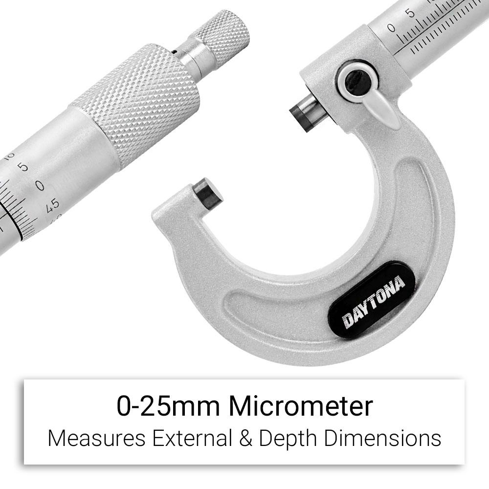 Daytona DM025 0-25mm Range Fine Cast Frame Finish Micrometer – image 4