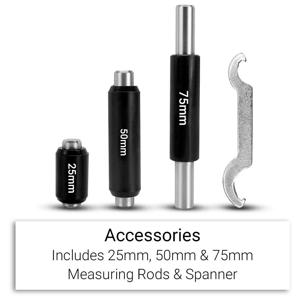 Daytona DMICR4 4 Pce 0-100mm Range Fine Cast Frame Finish Micrometer Set – image 6