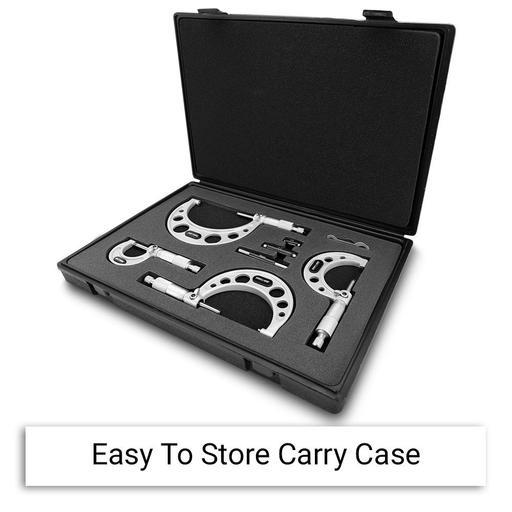 Daytona DMICR4 4 Pce 0-100mm Range Fine Cast Frame Finish Micrometer Set – image 2