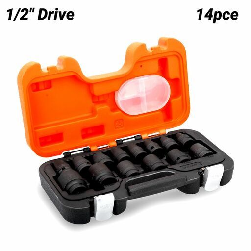 Bahco D/S14 14pce 1/2" Square Drive Impact Socket Set with Metric Hex Profile & Phosphate Finish