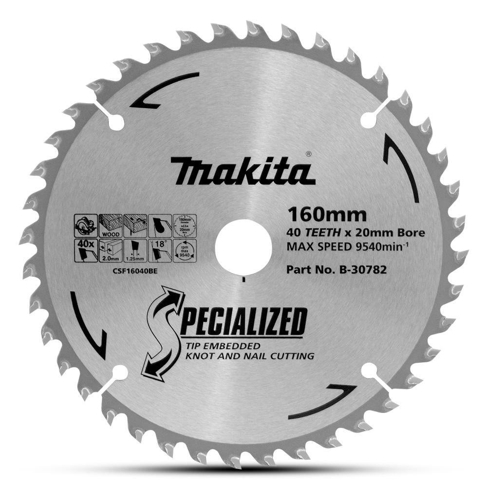 Makita B-30782 160mm (6-1/4") 40T Knot & Nail TCT Wood Saw Blade – image 1