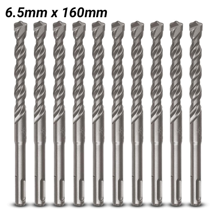 Milwaukee 4932399338 10-Pack 6.5mm x 160mm SDS-Plus TCT M2 2-Cutter Hammer Drill Bit – image 2