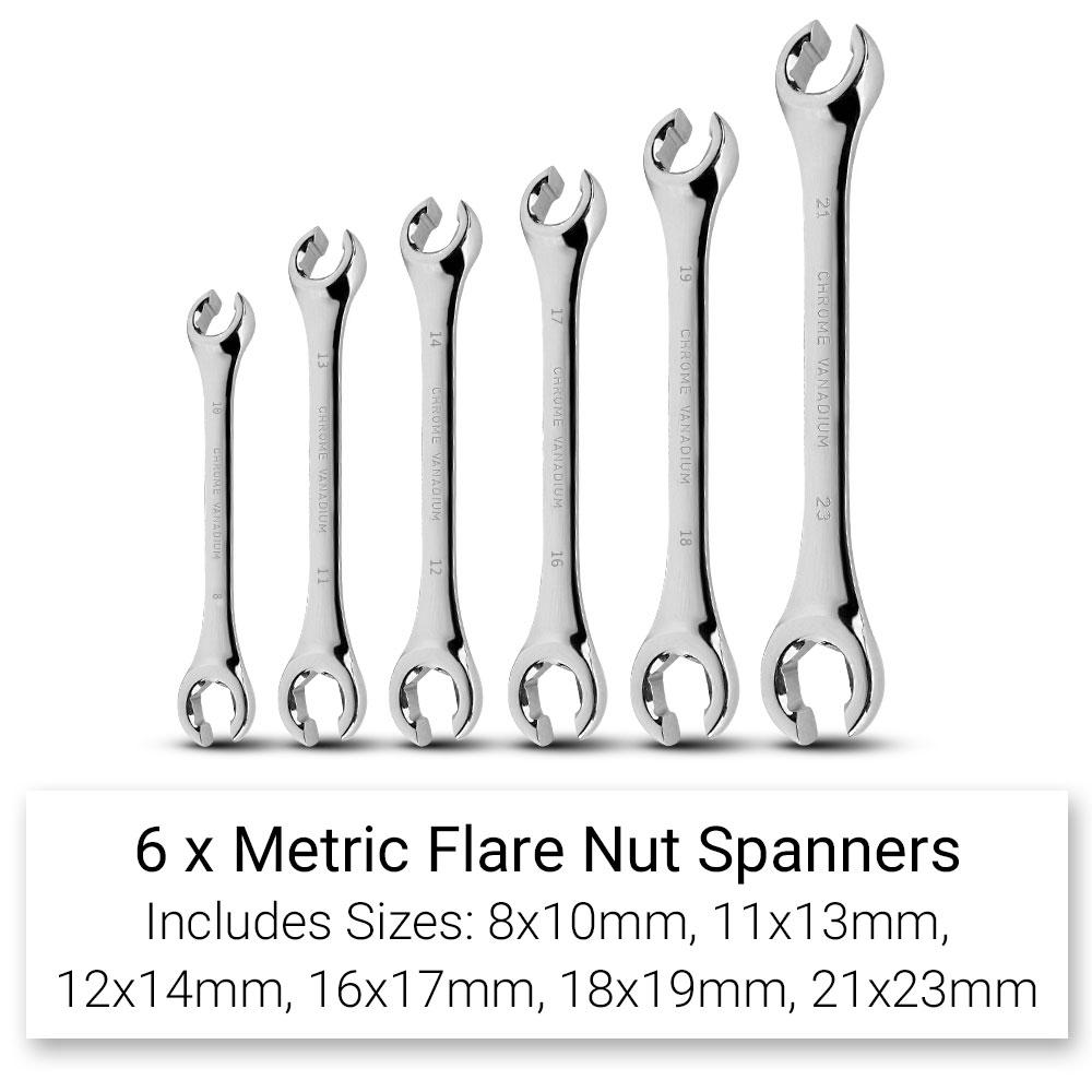 Daytona DFNSS6 6pce Metric Flare Nut Spanner Set with Pouch Bag – image 2