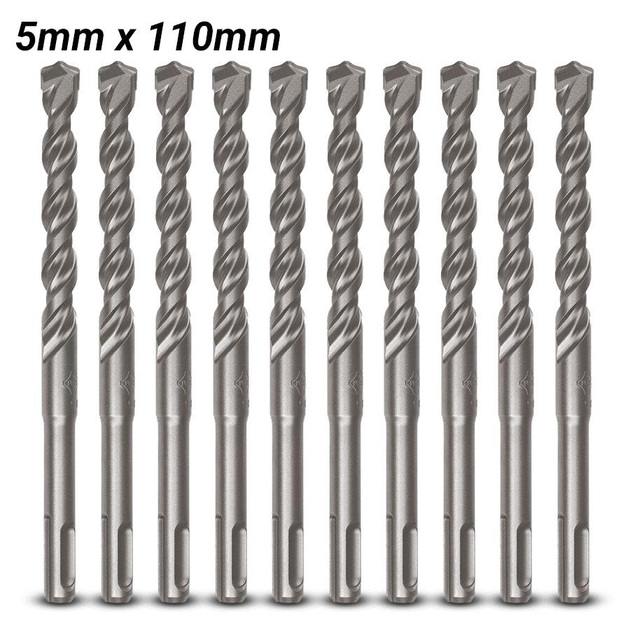 Milwaukee 4932371702 10-Pack 5mm x 110mm SDS-Plus M2 2-Cut Drill Bit – image 2