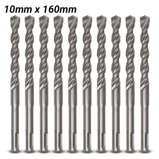 Milwaukee 4932371708 10-Pack 10mm x 160mm SDS-Plus TCT M2 2-Cutter Hammer Drill Bit – image 2