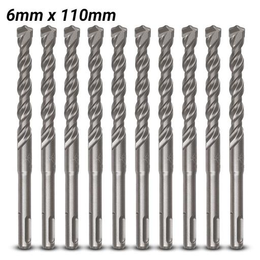 Milwaukee 4932371704 10-Pack 6mm x 110mm SDS-Plus M2 2-Cut Drill Bit – image 2