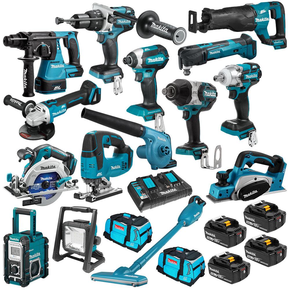 Makita DLX1502PT 18V 5.0Ah Liion Cordless 15pce Combo Kit Including