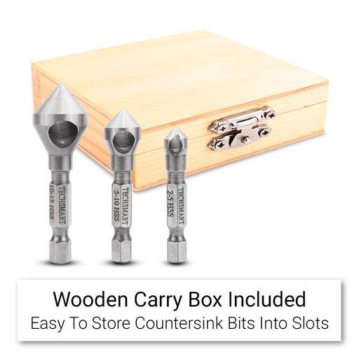 Techsmart TECD3 3pce 1/4"  HSS Countersink & Deburring Kit – image 6
