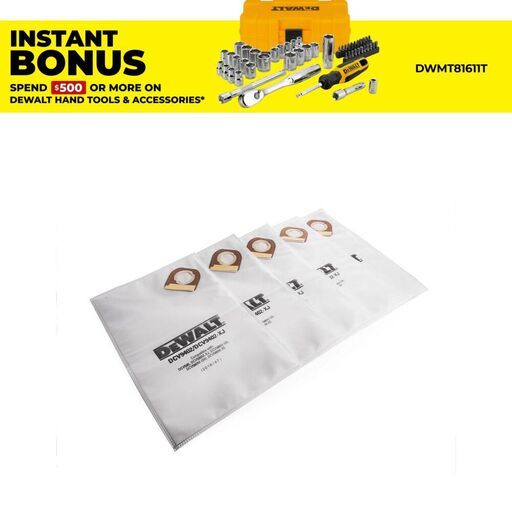DeWalt DCV9402-XJ-5 5-Pack Fleece Vacuum Bags Suits DCV586MN-XJ
