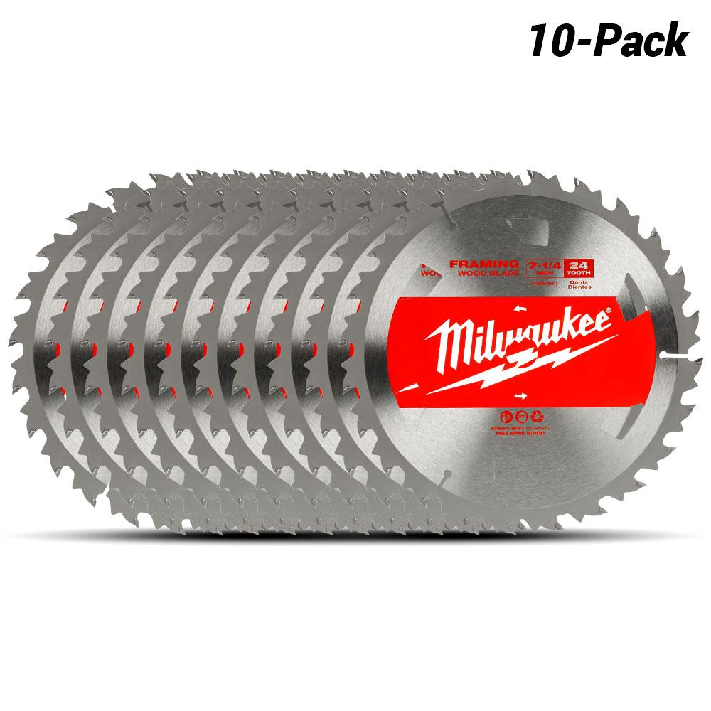 Milwaukee 48418710x10 10Pack 184mm (71/4") 24Tooth Framing Wood