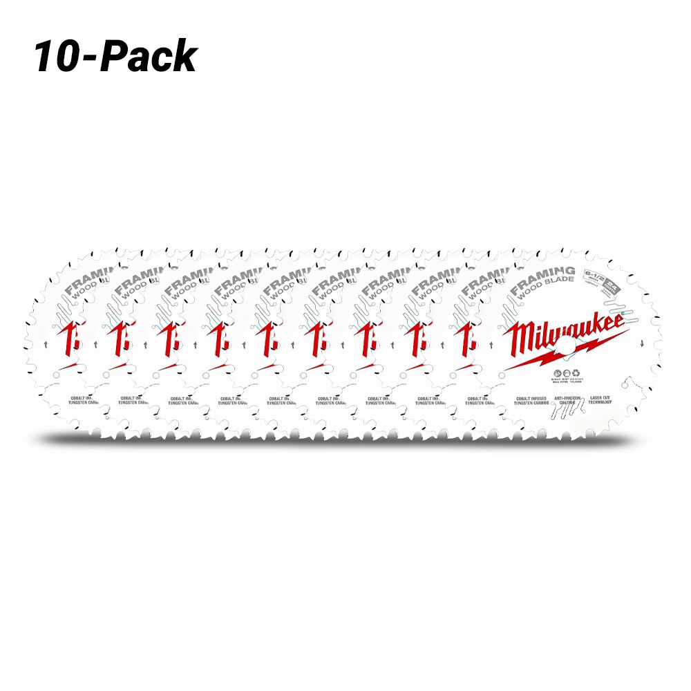 Milwaukee 48418620x10 10-Pack 165mm (6-1/2") 24-Tooth Framing Wood Circular Saw Blade – image 2