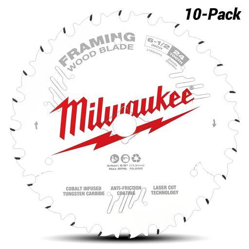 Milwaukee 48418620x10 10-Pack 165mm (6-1/2") 24-Tooth Framing Wood Circular Saw Blade – image 5