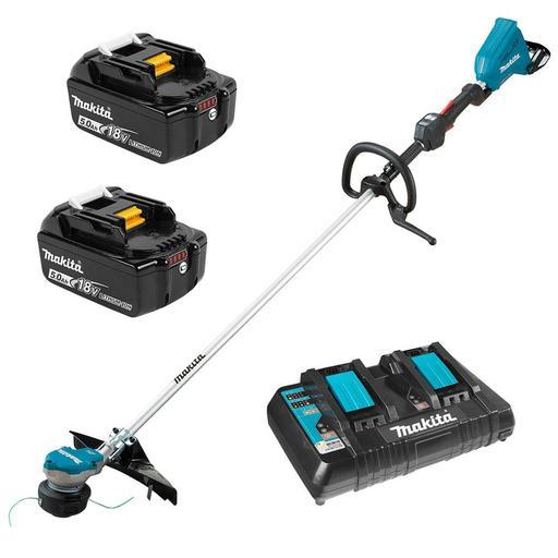 Makita DUR368LPT2 36V (18V x 2) 5.0Ah Li-ion Cordless Brushless Straight Shaft Loop Handle Line Trimmer Combo Kit