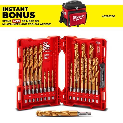 Milwaukee 48894861 25pce SHOCKWAVE RED HELIX Metric Titanium Drill Bit Set