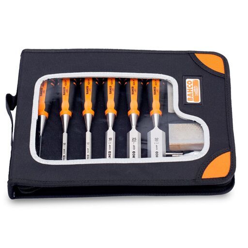 Bahco 424P-S6-ZC 6pce 6mm-32mm Chisel Set with Rubberised Handle in Nylon Zipper Case