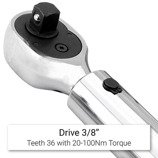 Daytona D38TWW 3/8" Drive Window Type Torque Wrench 20-100Nm – image 2
