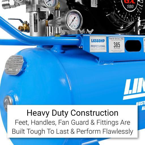 Lincoln L6560HP 60L 5.5HP Honda Powered Triple Piston Twin Belt Driven Air Compressor – image 3