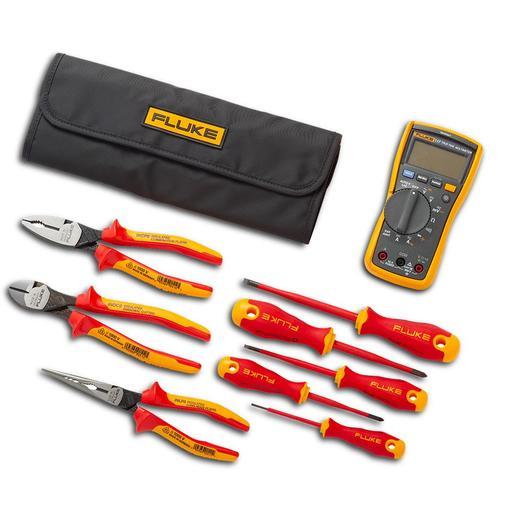 Fluke IB117K (5067428) 10pce Electrician's Multimeter & Insulated Hand Tools Starter Kit with Roll Up Pouch