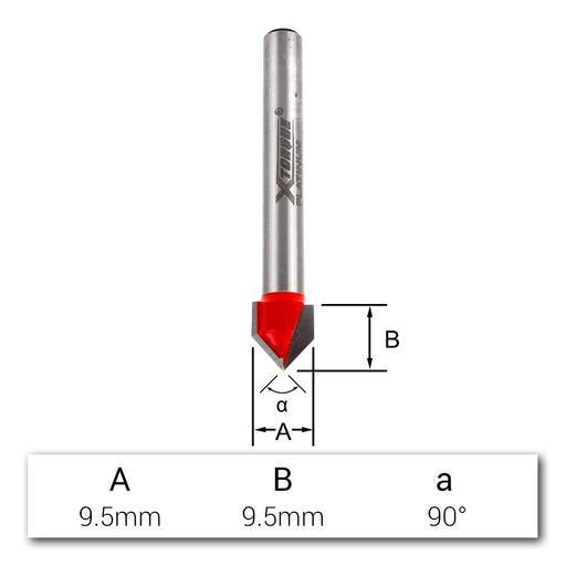 Xtorque XP9514 Platinum 9.55mm V Grooving 1/4" Shank Router Bit – image 4