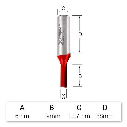 Xtorque XP612 Platinum 6mm Straight Double Flute 1/2" Shank Router Bit – image 4