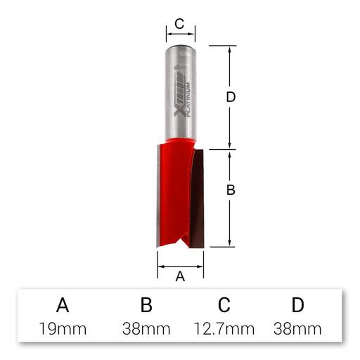 Xtorque XP1912 Platinum 19mm Straight Double Flute 1/2" Shank Router Bit – image 4