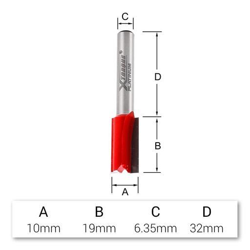 Xtorque XP1014 Platinum 10mm Straight Double Flute 1/4" Shank Router Bit – image 4