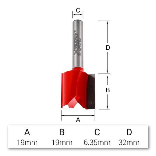 Xtorque XP1944 Platinum 19mm Straight Double Flute 1/4" Shank Router Bit – image 4