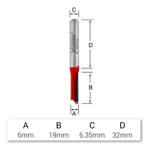 Xtorque XP614 Platinum 6mm Straight Single Flute 1/4" Shank Router Bit – image 4