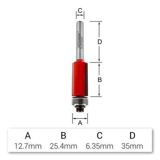 Xtorque XP1274 Platinum 12.7mm Straight Trim 1/4" Shank Router Bit – image 4
