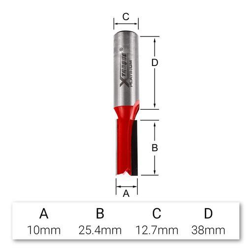 Xtorque XP1012 Platinum 10mm Straight Double Flute 1/2" Shank Router Bit – image 4