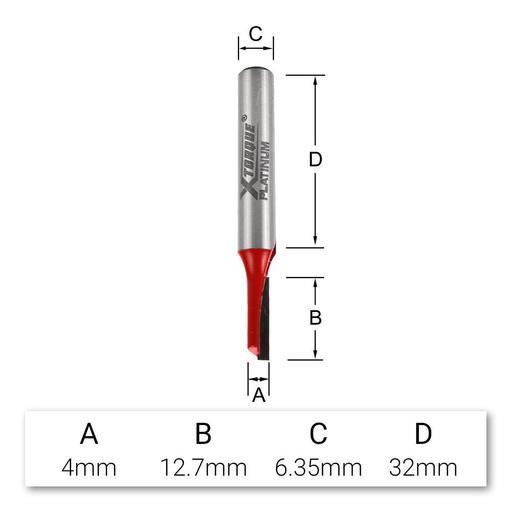 Xtorque XP414 Platinum 4mm Straight Single Flute 1/4" Shank Router Bit – image 4